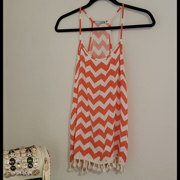 P.S. KATE Orange  white chevron Graphics And tassels Lg. - Picture 4 of 7